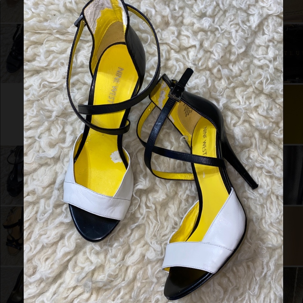 Nine West Black and White Strap High heels